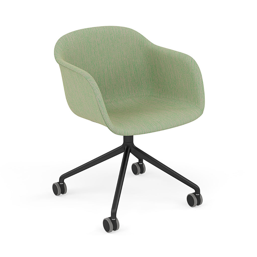 Fiber Armchair: Swivel Base with Castors + Upholstered + Anthracite Black