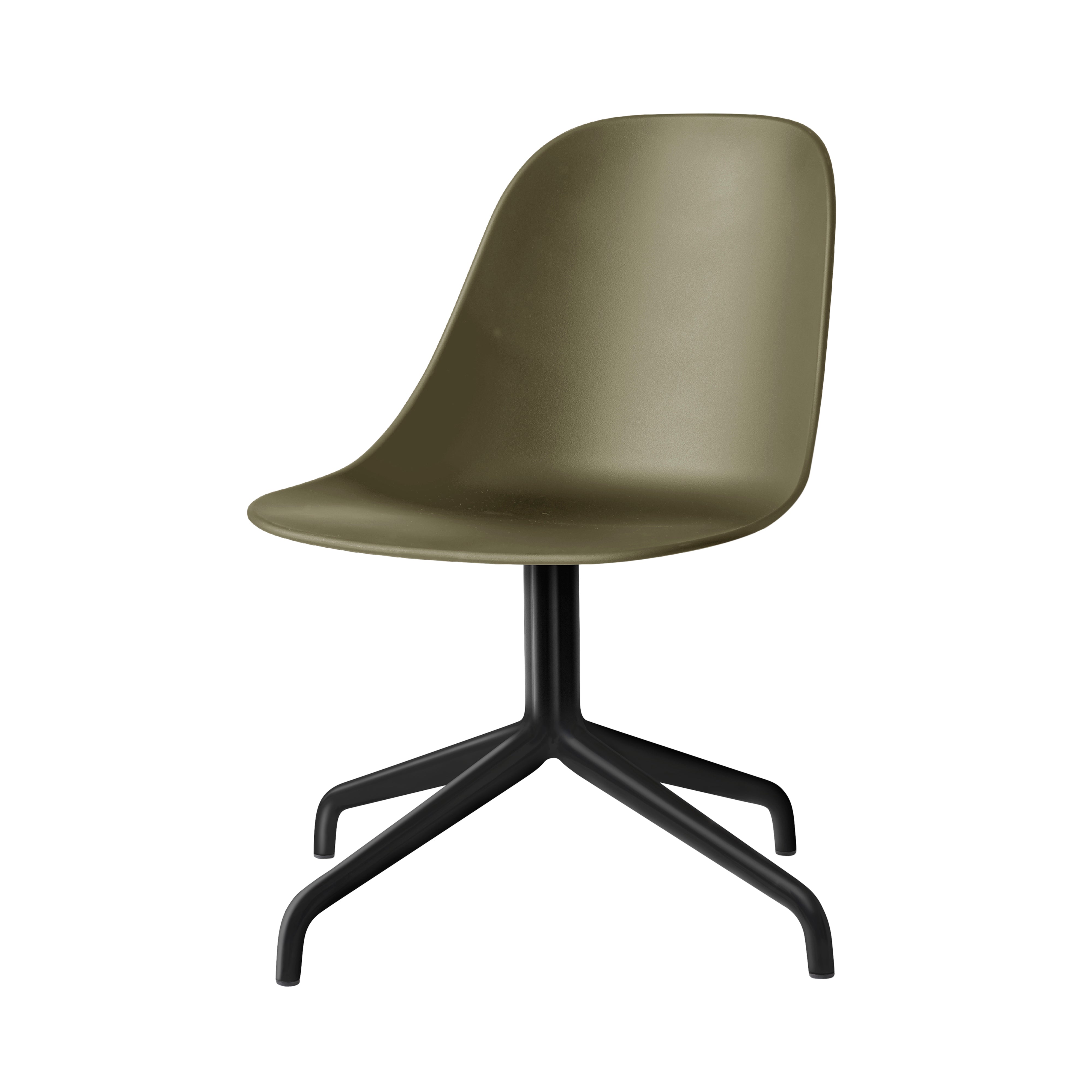 Harbour Side Dining Chair: Star Base + Return + Black Aluminum + Olive