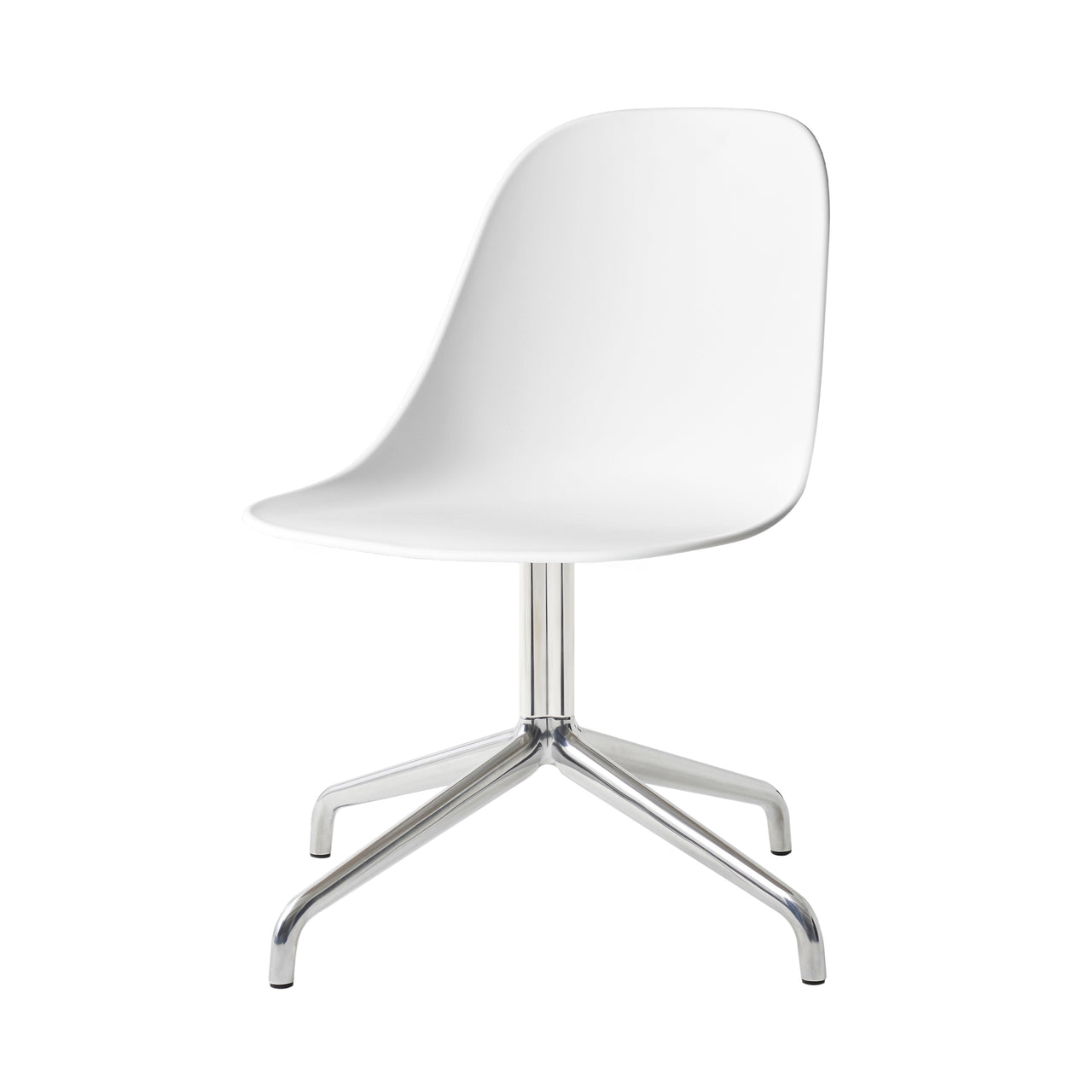 Harbour Side Dining Chair: Star Base + Return + Polished Aluminum + White