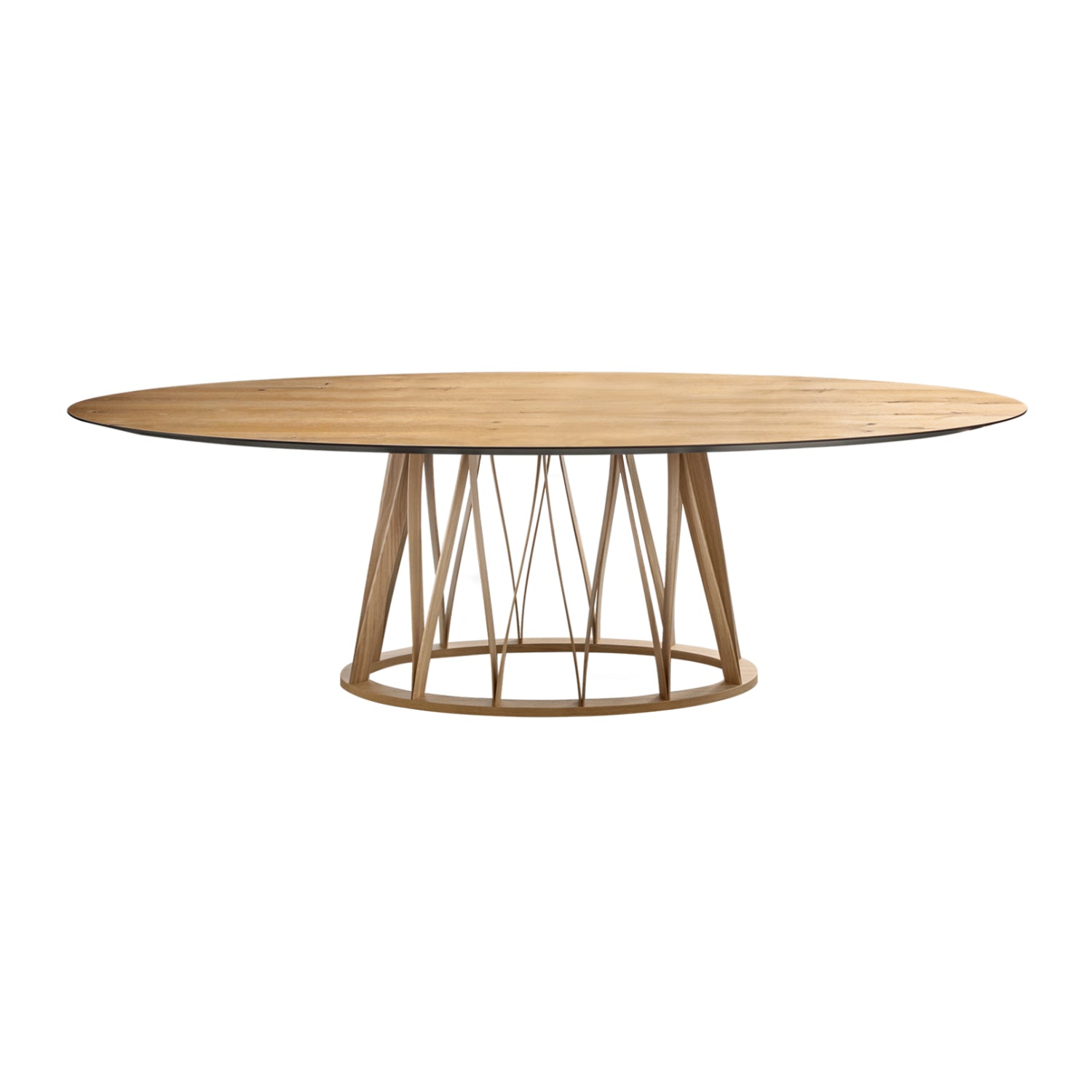 Acco Oval Dining Table: Medium + Flamed Oak + Ash