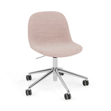 Fiber Side Chair: Swivel Base with Castors & Gaslift + Recycled Shell + Upholstered + Polished Aluminum