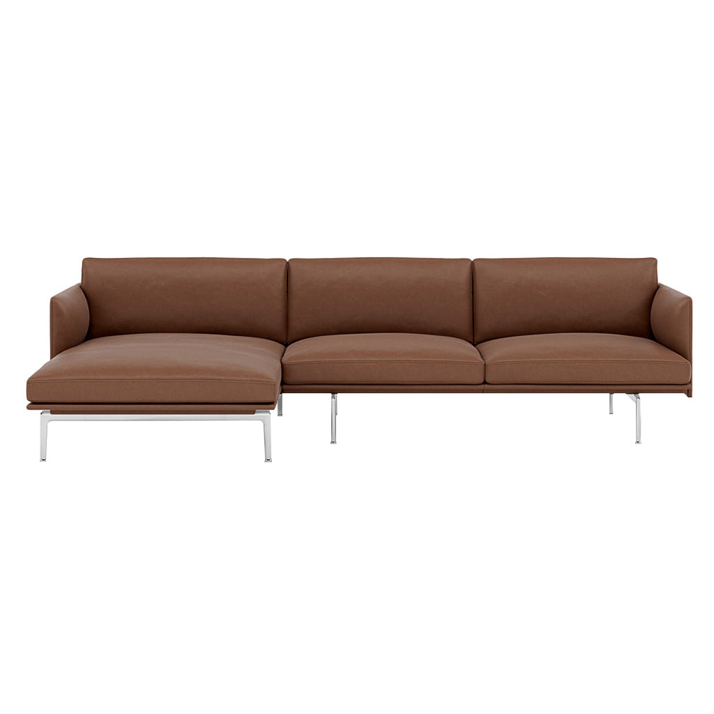 Outline Sofa Chaise Lounge: Left + Polished Aluminum