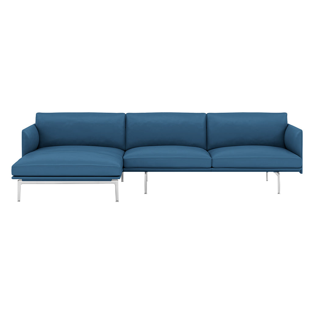 Outline Sofa Chaise Lounge: Left + Polished Aluminum