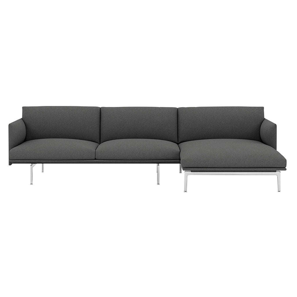 Outline Sofa Chaise Lounge: Right + Polished Aluminum