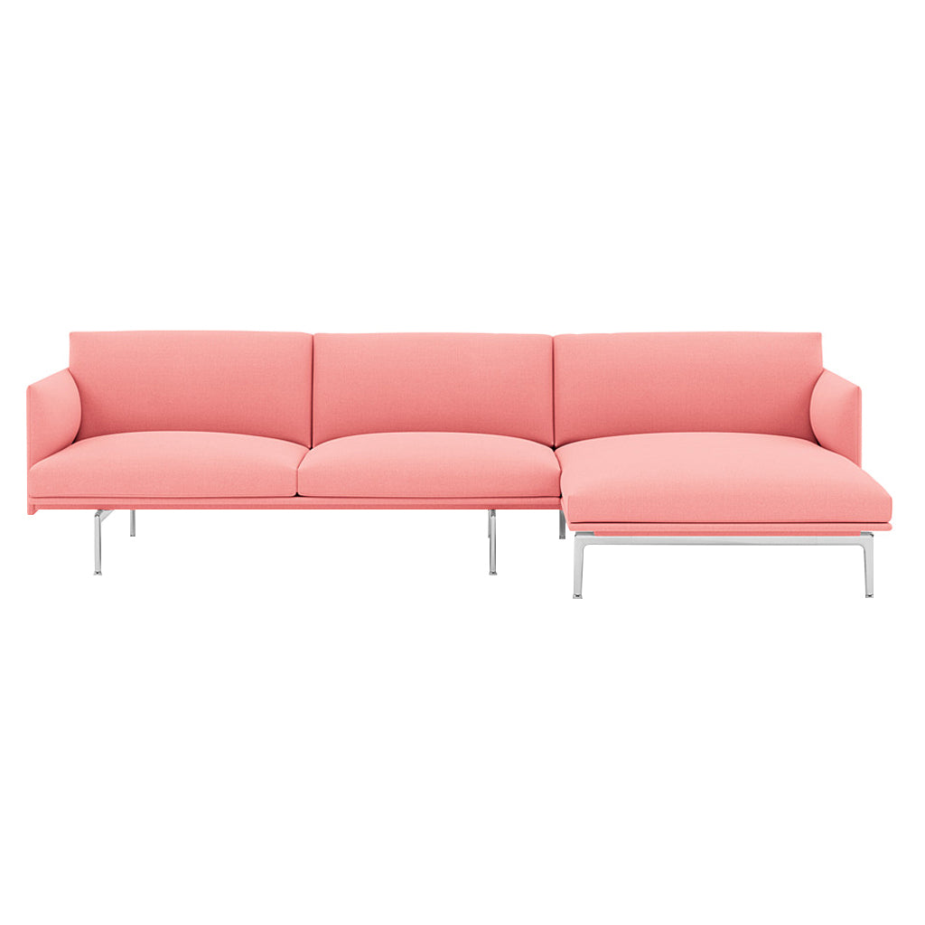 Outline Sofa Chaise Lounge: Right + Polished Aluminum