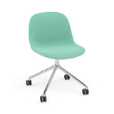 Fiber Side Chair: Swivel Base with Castors + Recycled Shell + Upholstered + Polished Aluminum