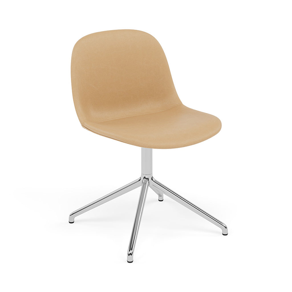 Fiber Side Chair: Swivel Base with Return + Recycled Shell + Upholstered + Polished Aluminum