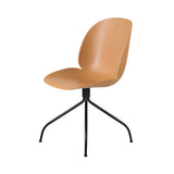 Beetle Meeting Chair: Swivel Base + Amber Brown + Black Matt + Felt Glides