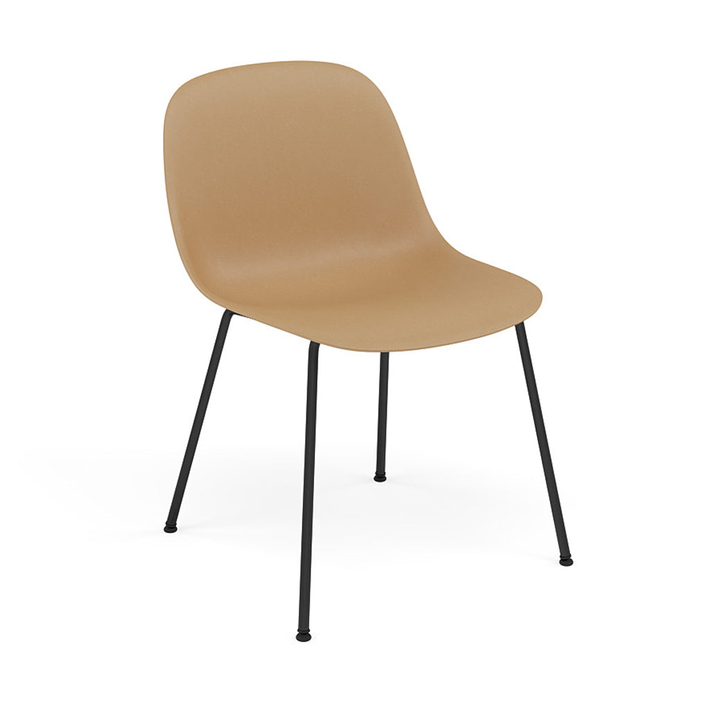 Fiber Side Chair: Tube Base + Recycled Shell +  Anthracite Black + Ochre