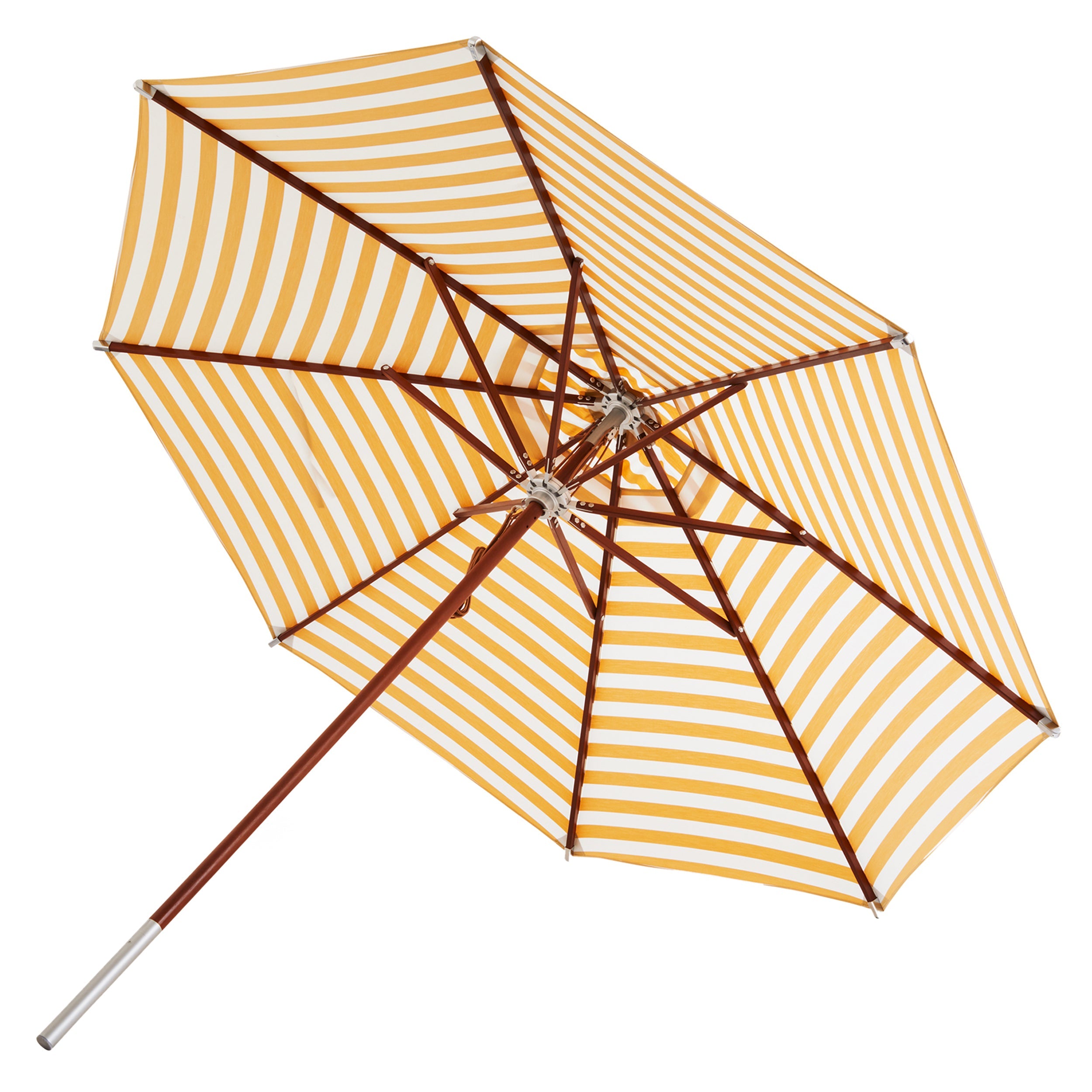 Atlantis Outdoor Umbrella: Striped + Golden Yellow Stripes + Without Base