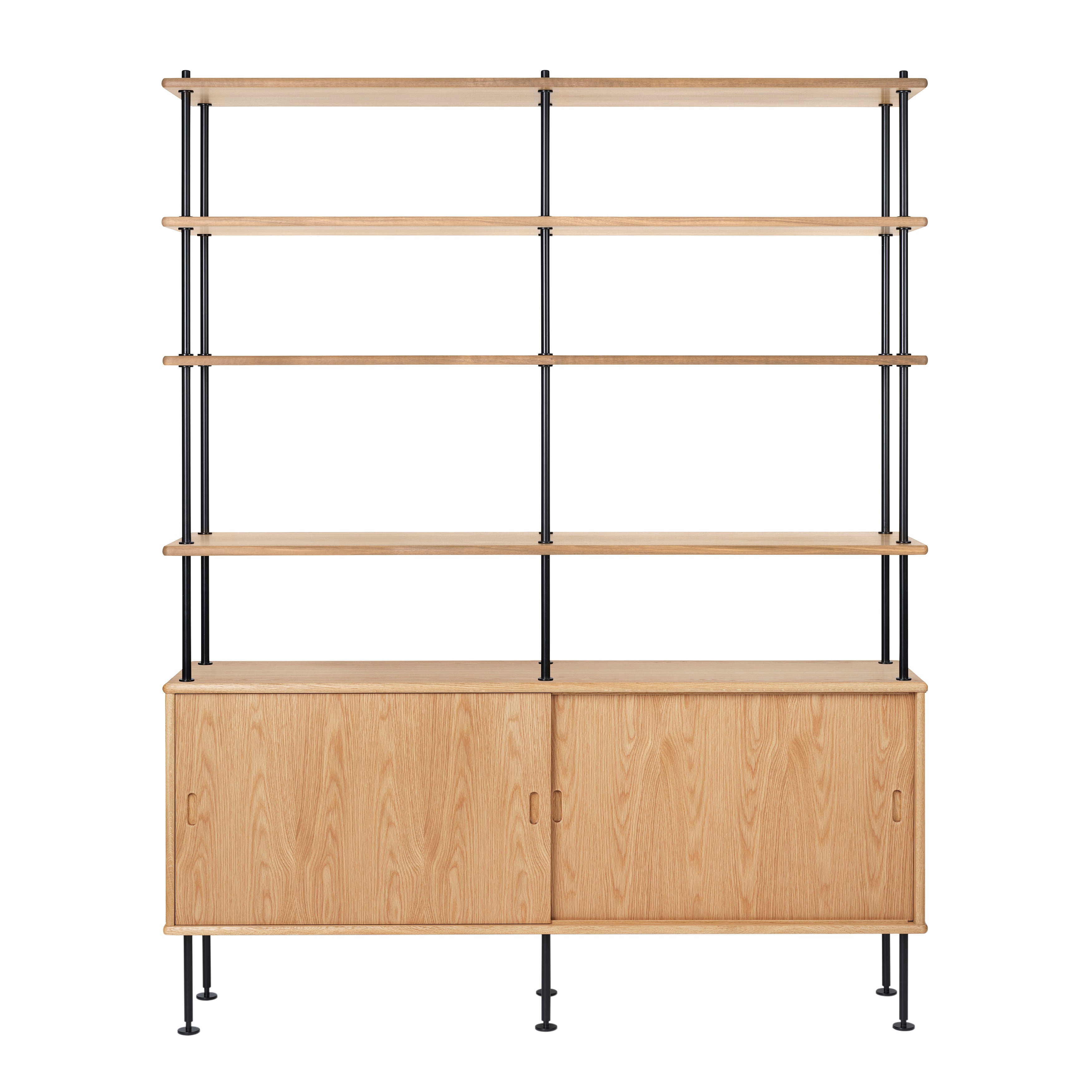 BM0253-1 Shelving System: Black + Oiled Oak + Oiled Oak