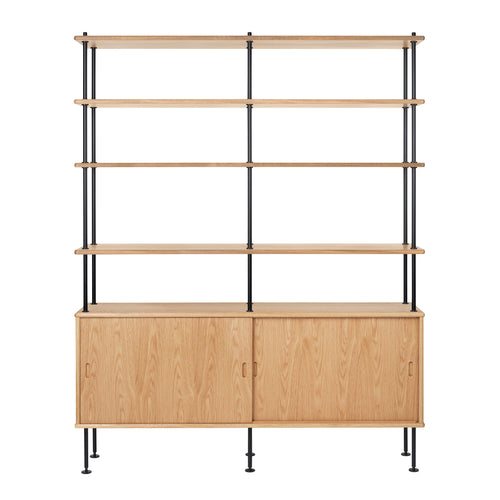 BM0253-1 Shelving System: Black + Oiled Oak + Oiled Oak