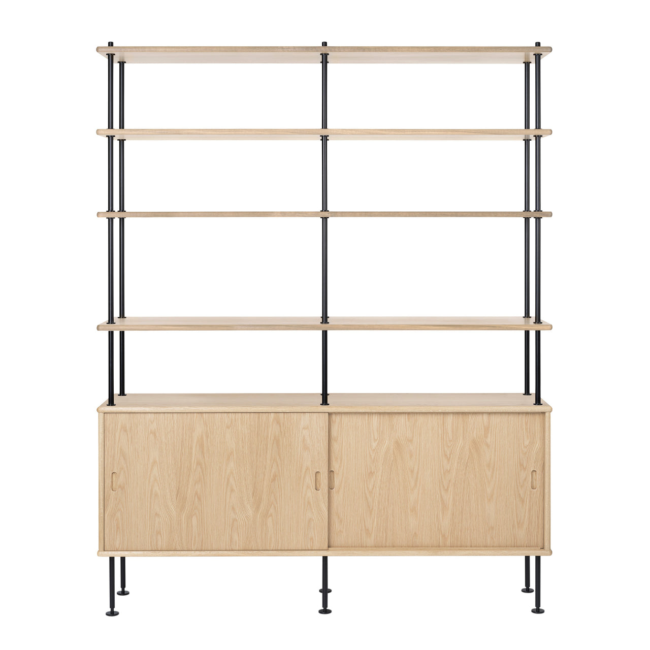 BM0253-1 Shelving System: Black + White Oiled Oak + Oiled Oak