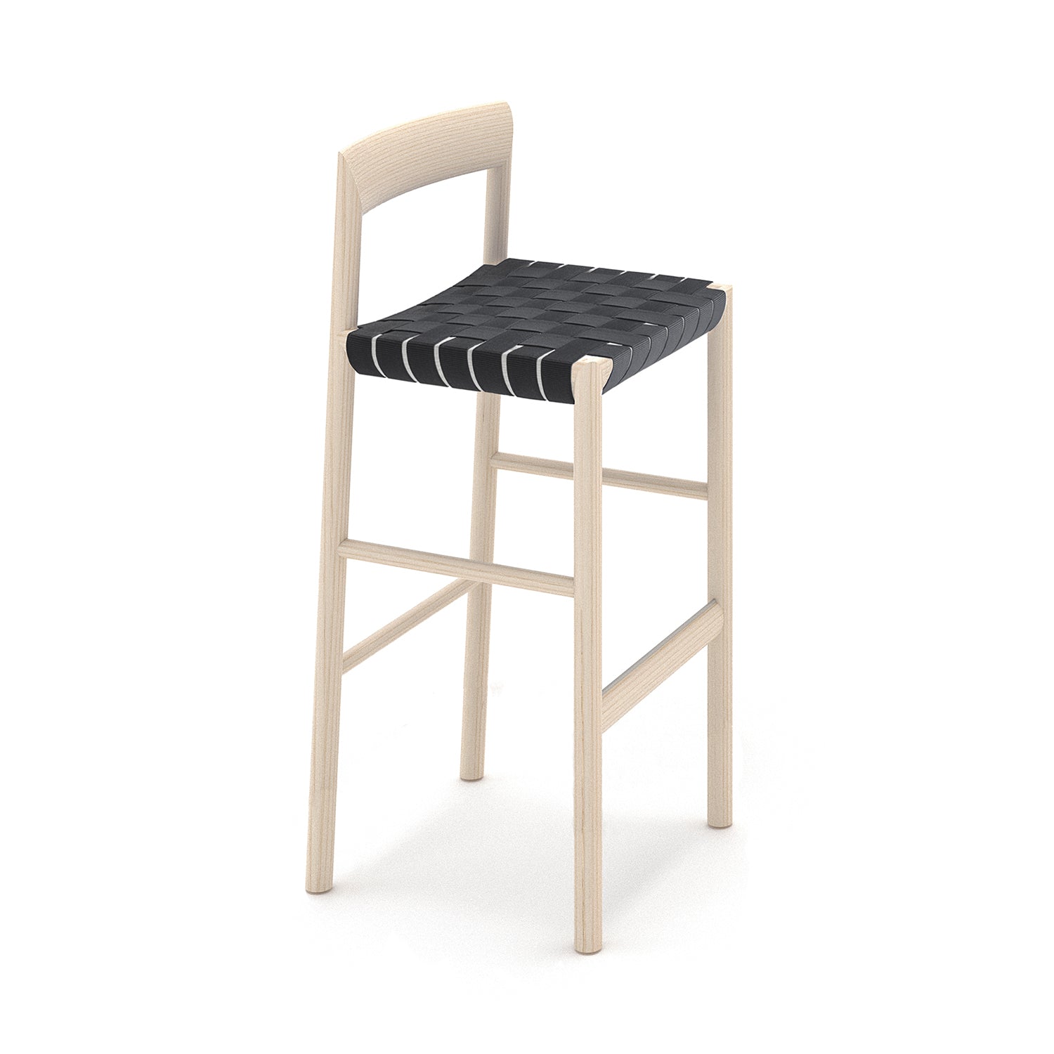 Stax Bar + Counter Stool: Webbing Seat + Bar + Ash + Black