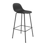 Fiber Bar + Counter Stool with Backrest: Tube Base + Bar + Black