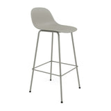 Fiber Bar + Counter Stool with Backrest: Tube Base + Bar + Grey