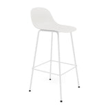 Fiber Bar + Counter Stool with Backrest: Tube Base + Bar + Natural White + White