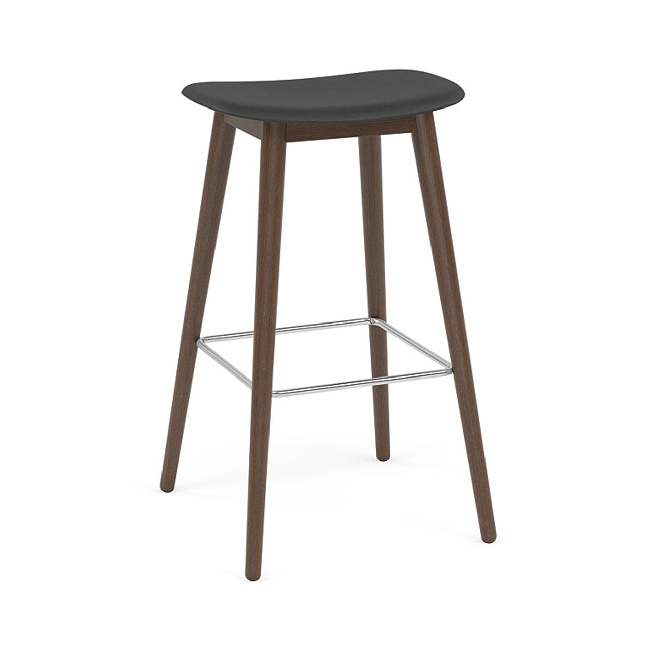 Fiber Bar + Counter Stool: Wood Base + Bar + Stained Dark Brown + Black