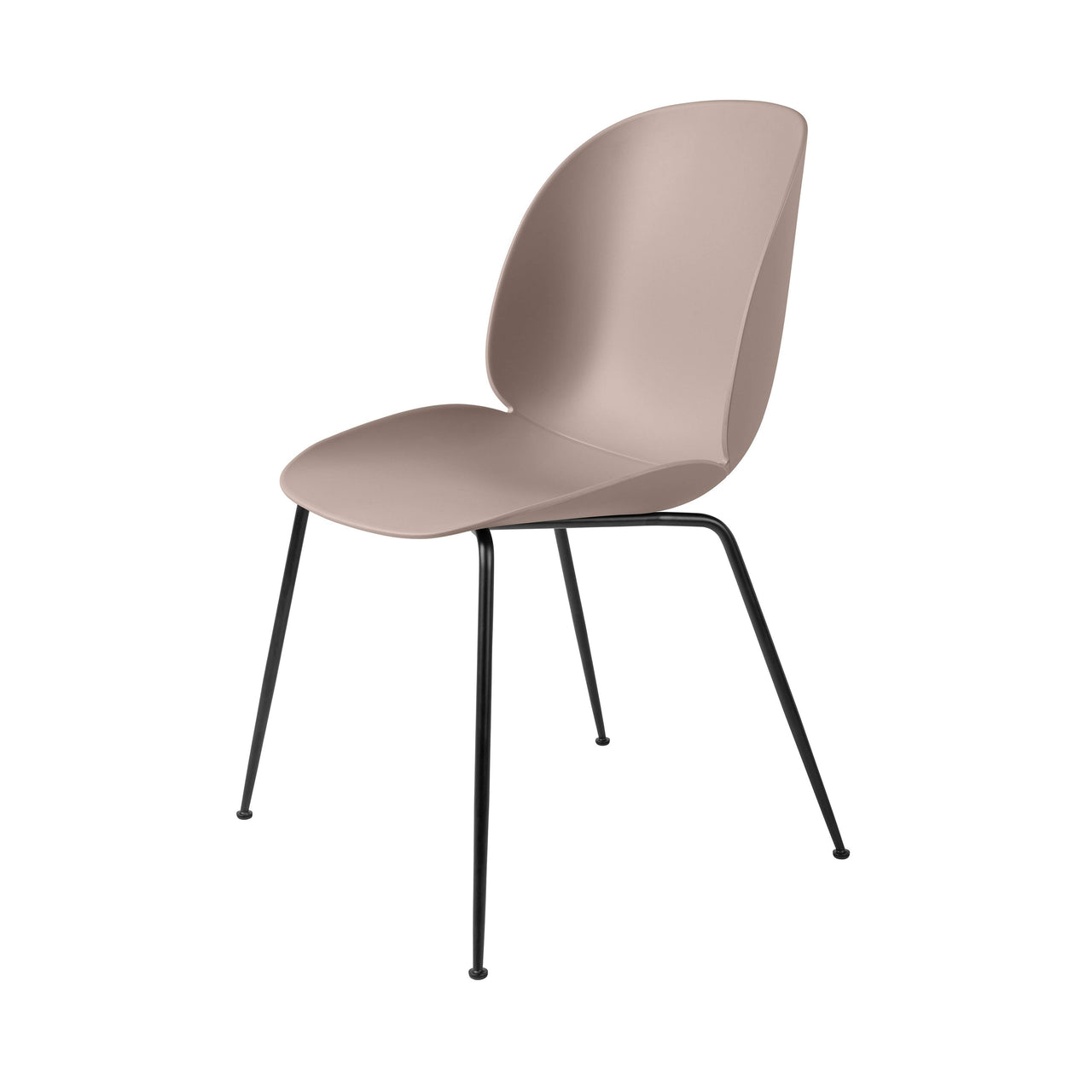 Beetle Dining Chair: Conic Base + Sweet Pink + Black Matt + Felt Glides