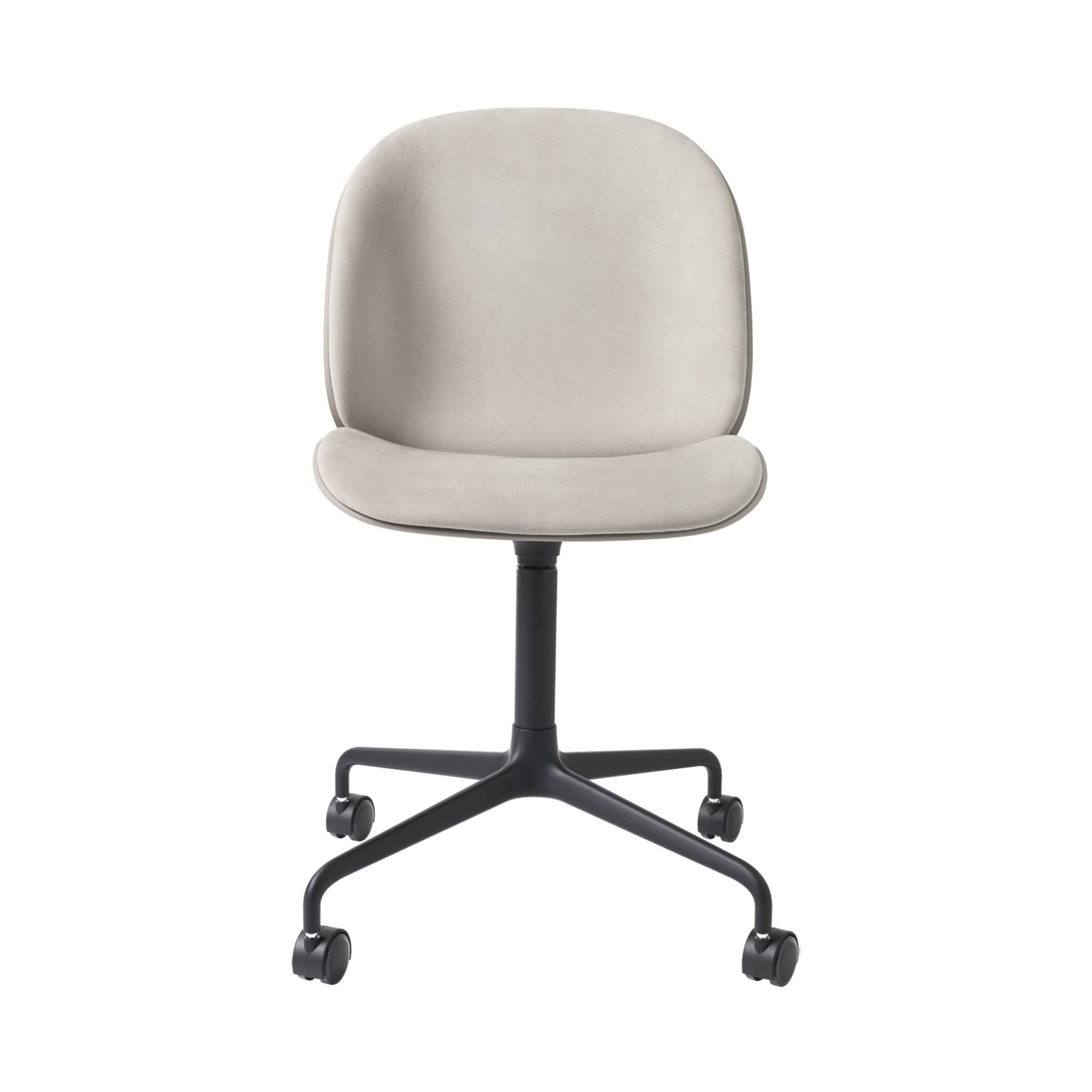 Beetle 3D Veneer Meeting Chair: 4 Star Base with Castors + Front Upholstered + Black Matt