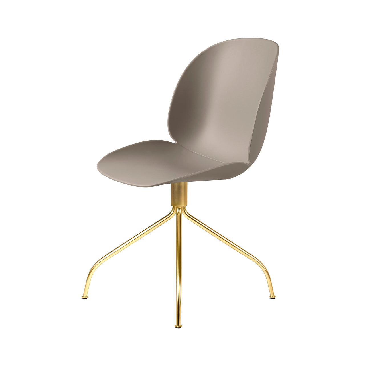 Beetle Meeting Chair: Swivel Base + New Beige + Brass Semi Matt + Felt Glides