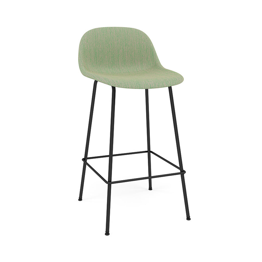 Fiber Counter Stool with Backrest: Tube Base + Upholstered + Anthracite Black