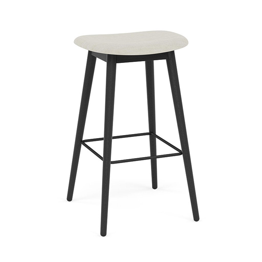 Fiber Bar + Counter Stool: Wood Base + Upholstered + Bar + Black 