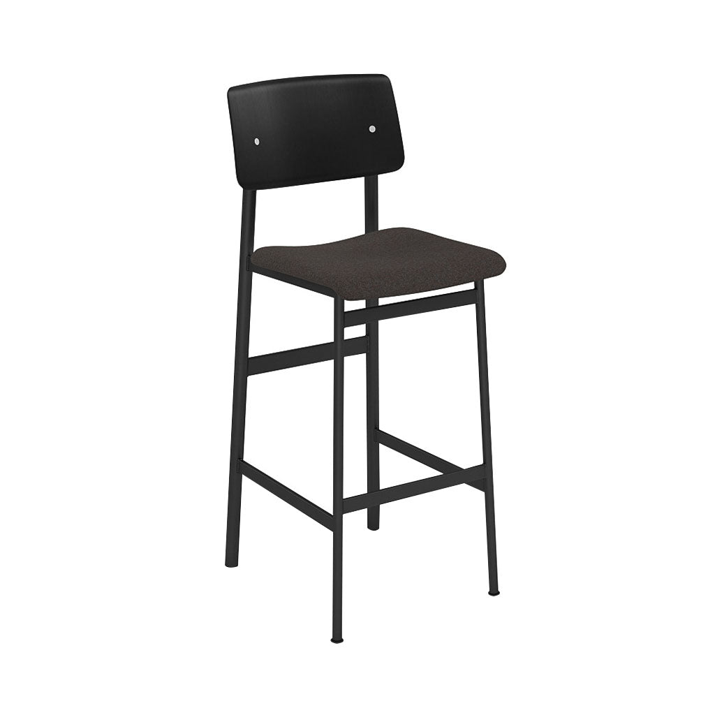 Loft Bar Stool: Upholstered + Black + Black