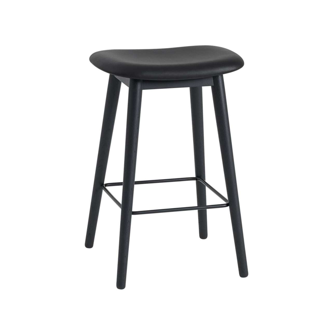 Fiber Bar + Counter Stool: Wood Base + Upholstered + Counter + Oak