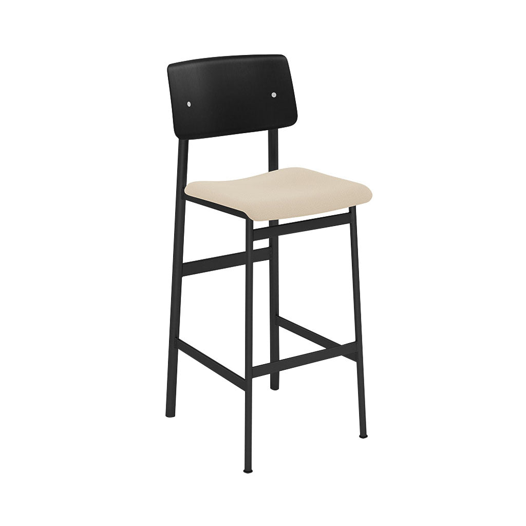 Loft Bar Stool: Upholstered + Black + Black