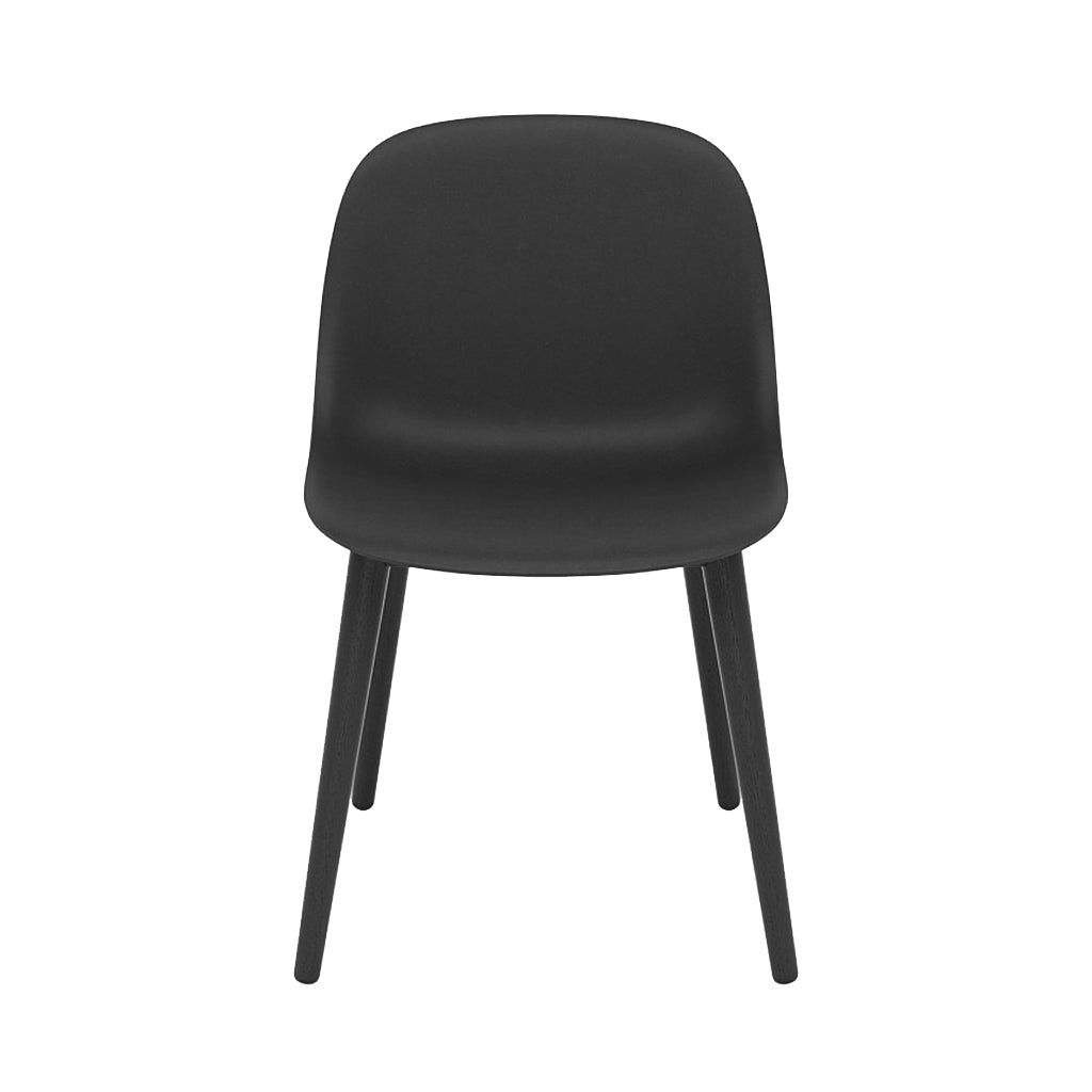 Fiber Side Chair: Wood Base + Recycled Shell + Black