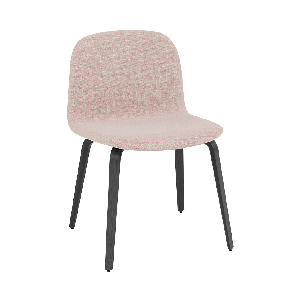 Visu Wide Chair: Wood Base + Upholstered + Black