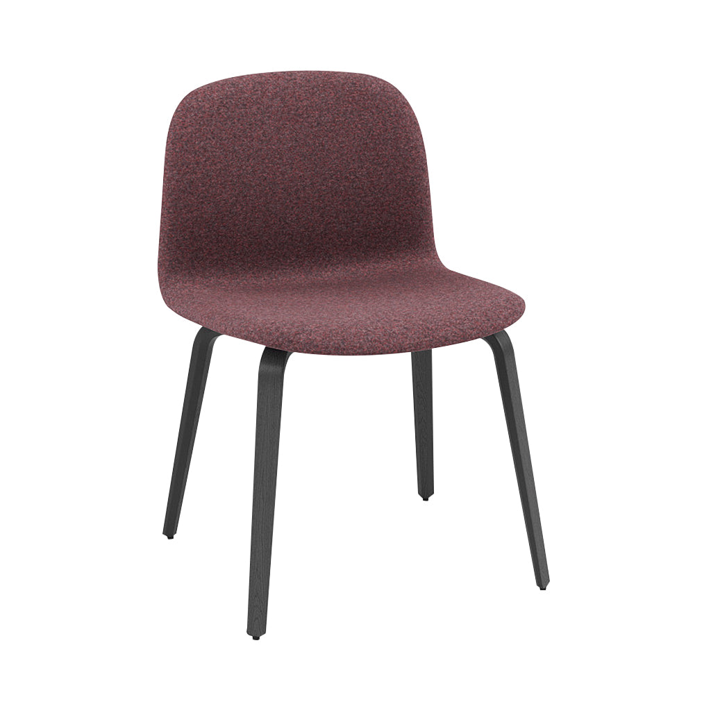 Visu Wide Chair: Wood Base + Upholstered + Black