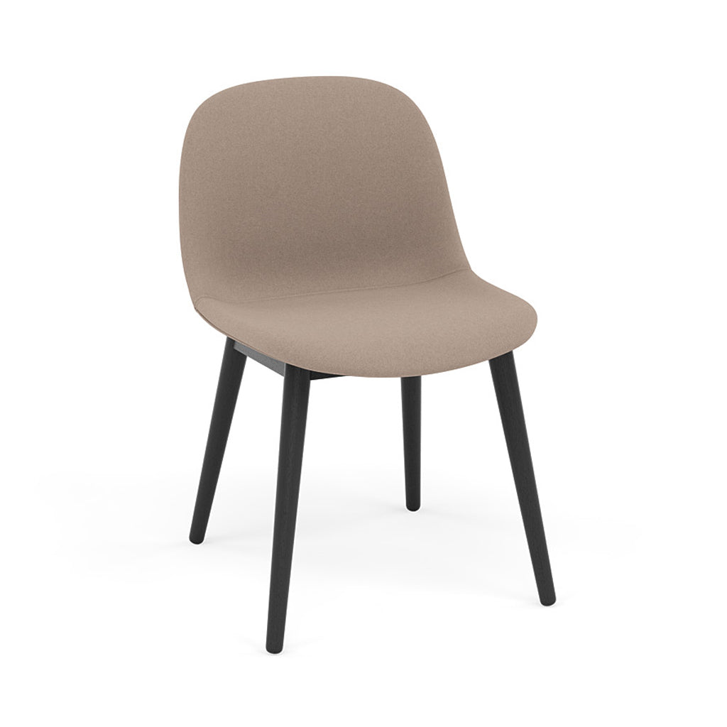 Fiber Side Chair: Wood Base + Recycled Shell + Upholstered + Black