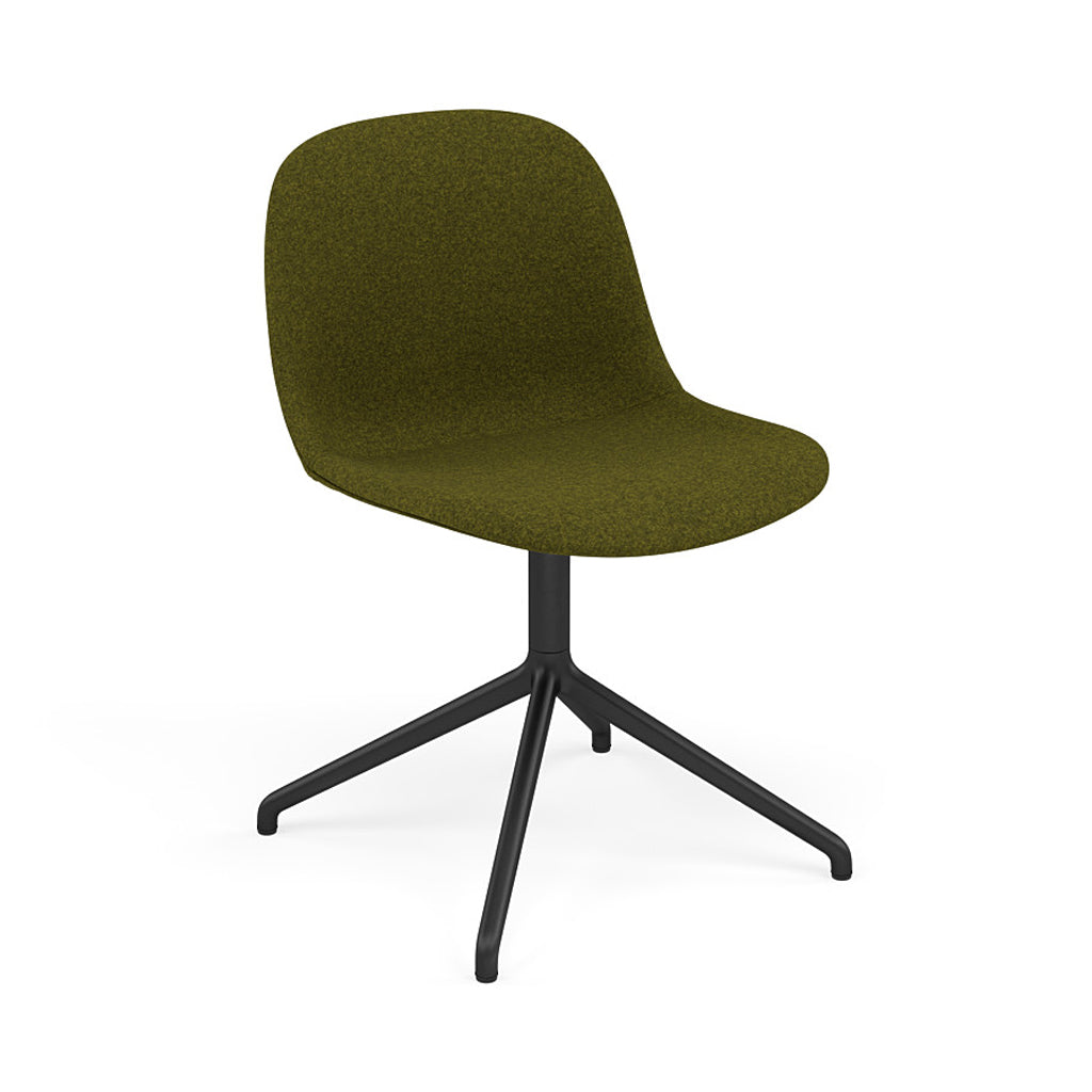 Fiber Side Chair: Swivel Base with Return + Recycled Shell + Upholstered + Anthracite Black