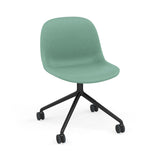 Fiber Side Chair: Swivel Base with Castors + Recycled Shell + Upholstered + Anthracite Black