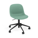 Fiber Side Chair: Swivel Base with Castors & Gaslift + Recycled Shell + Upholstered + Anthracite Black