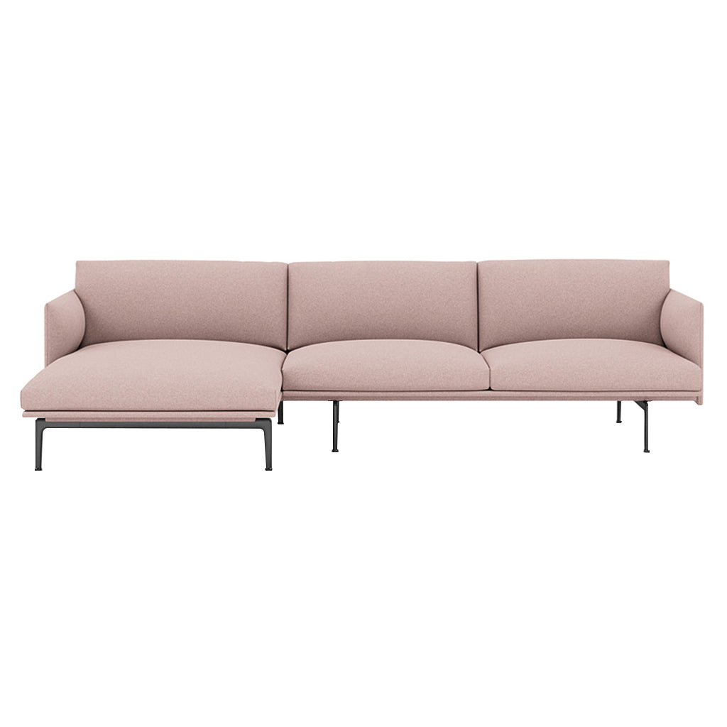 Outline Sofa Chaise Lounge: Left + Black