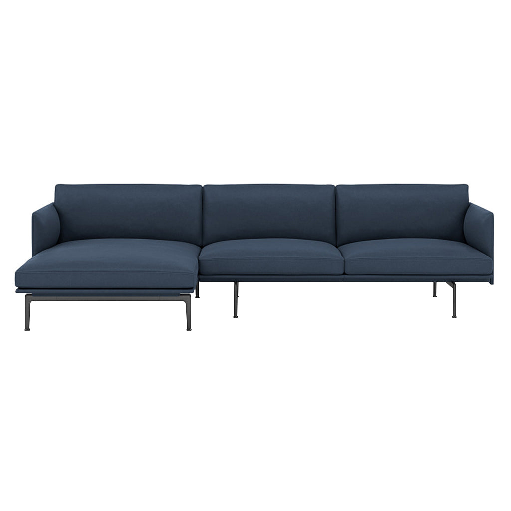 Outline Sofa Chaise Lounge: Left + Black 