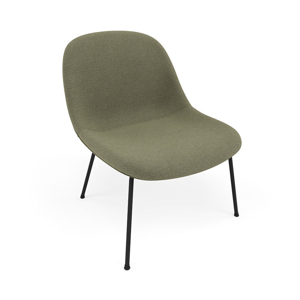 Fiber Lounge Chair: Tube Base + Upholstered + Anthracite Black