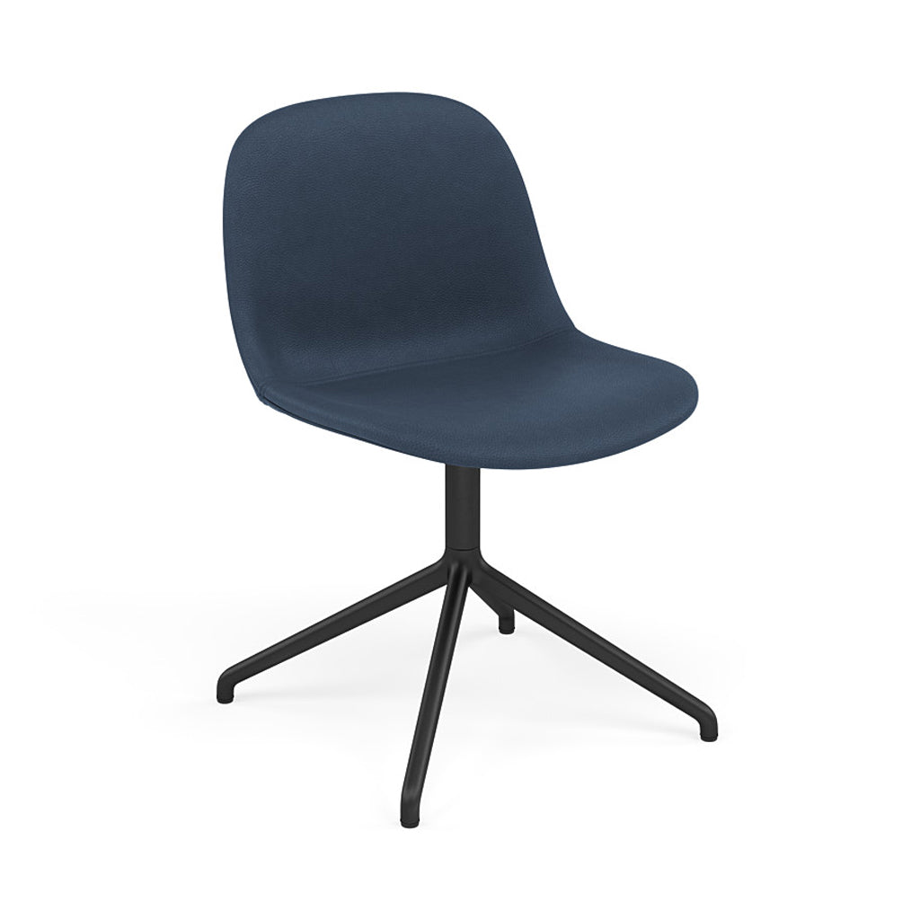 Fiber Side Chair: Swivel Base + Recycled Shell + Upholstered + Anthracite Black