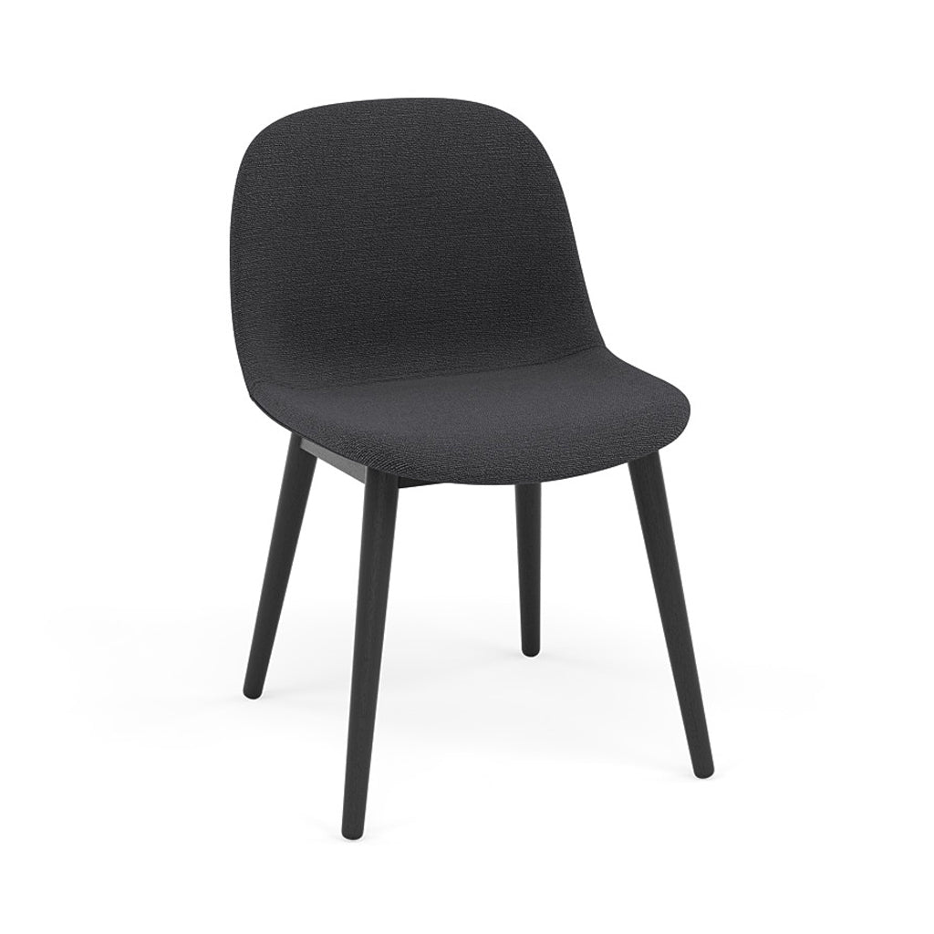 Fiber Side Chair: Wood Base + Recycled Shell + Upholstered + Black