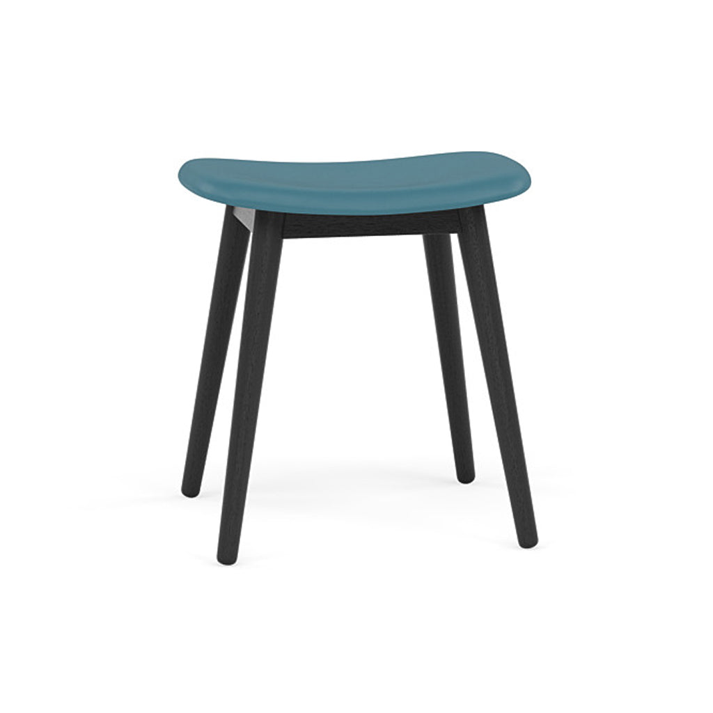 Fiber Stool: Wood Base + Upholstered + Black