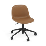 Fiber Side Chair: Swivel Base with Castors & Gaslift + Recycled Shell + Upholstered + Anthracite Black