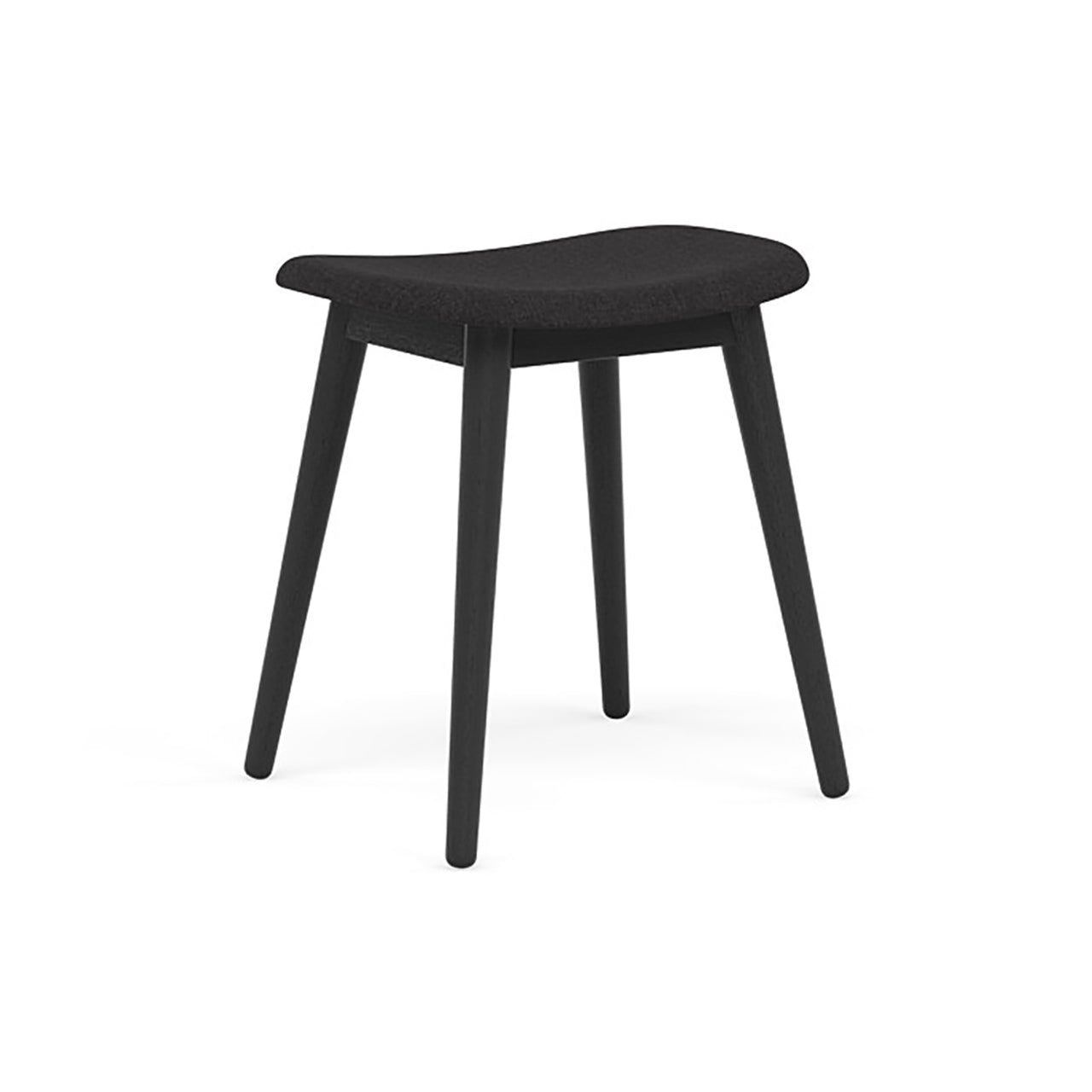 Fiber Stool: Wood Base + Upholstered + Black