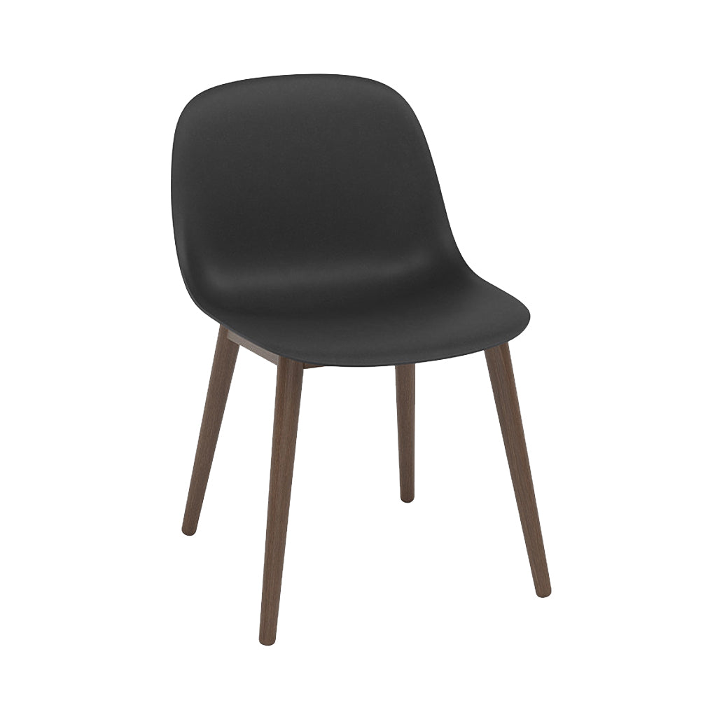 Fiber Side Chair: Wood Base + Recycled Shell + Black + Stained Dark Brown