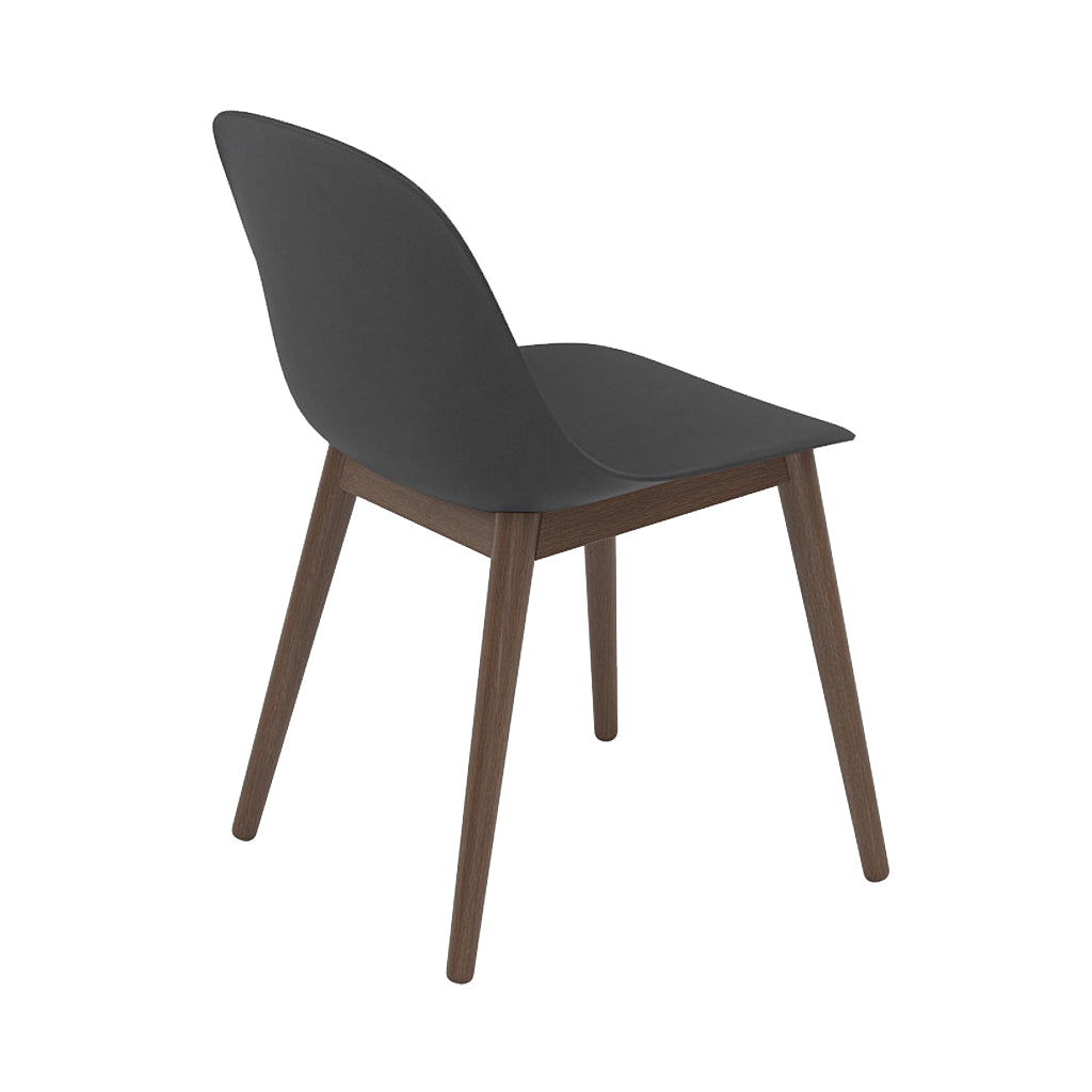 Fiber Side Chair: Wood Base + Recycled Shell + Black + Stained Dark Brown