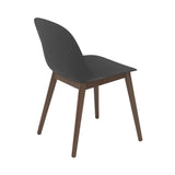 Fiber Side Chair: Wood Base + Recycled Shell + Black + Stained Dark Brown