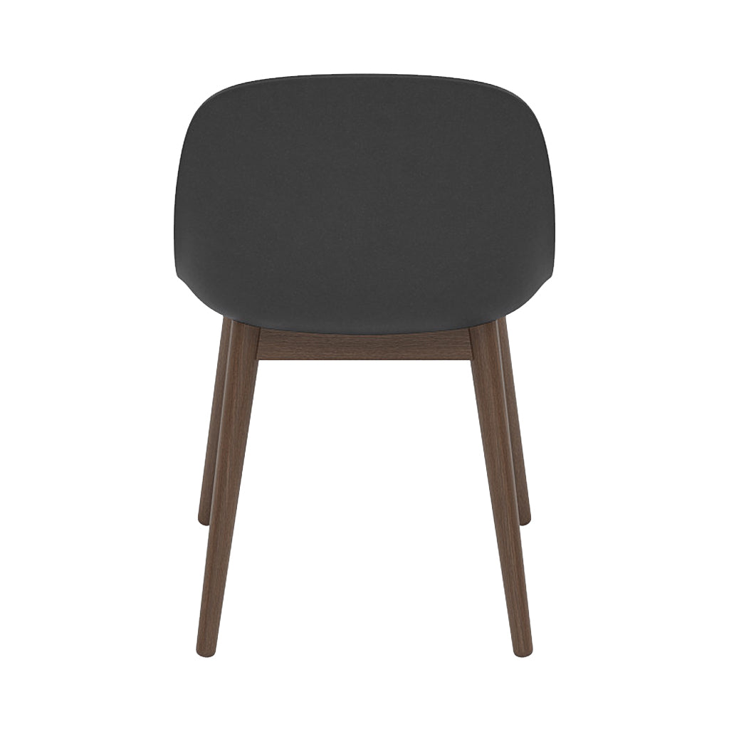 Fiber Side Chair: Wood Base + Recycled Shell + Black + Stained Dark Brown