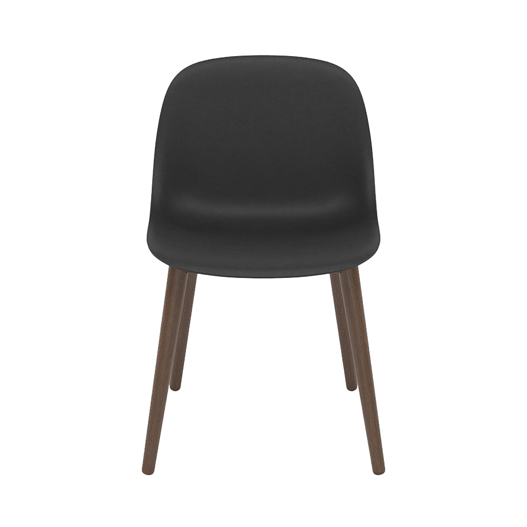 Fiber Side Chair: Wood Base + Recycled Shell + Black + Stained Dark Brown